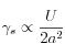 \gamma_s\propto\frac{U}{2a^2}
